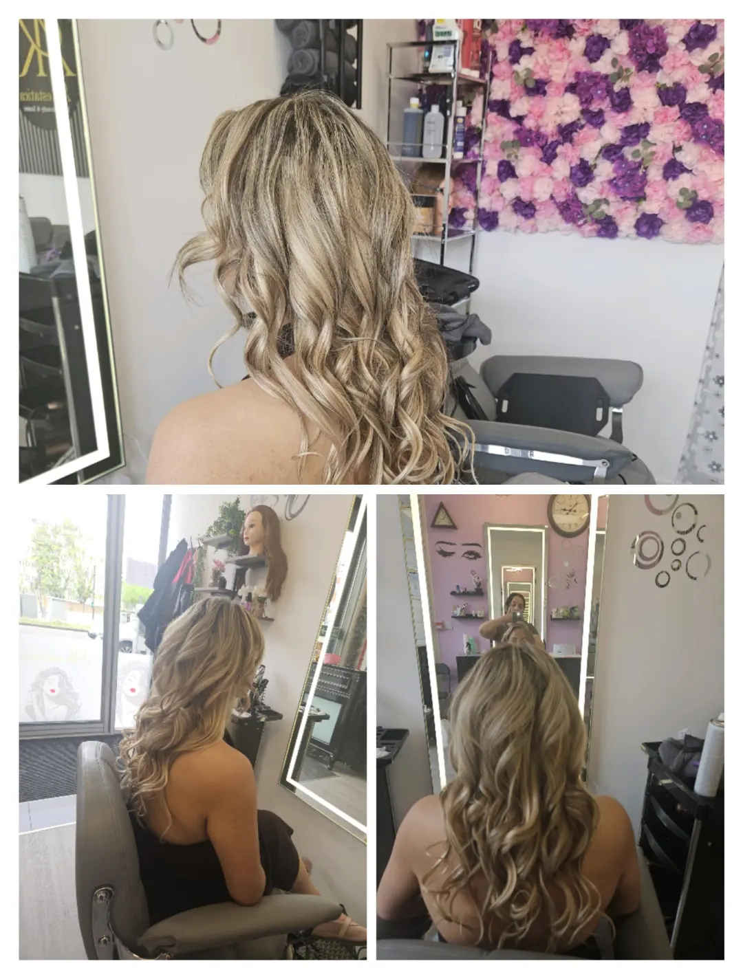Blonde curls and styling collage at Akestatica